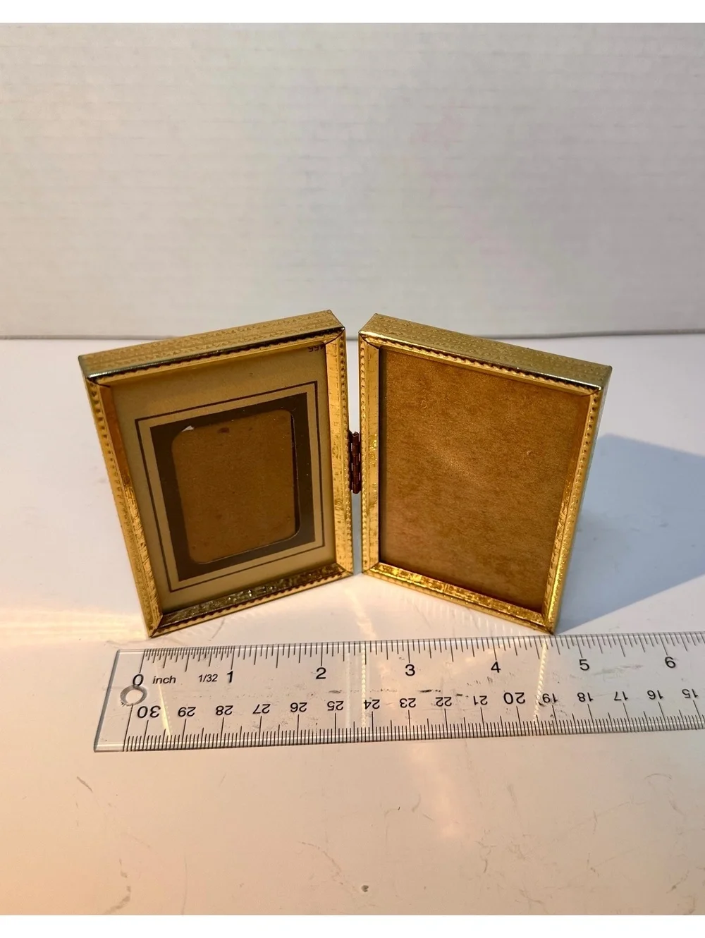 Vintage Gold-Tone Metal Bifold Hinged Photo Frame Small